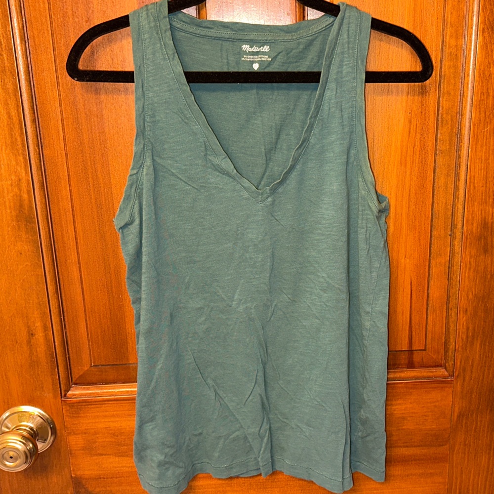 Madewell Deep Green V-Neck Tank Top